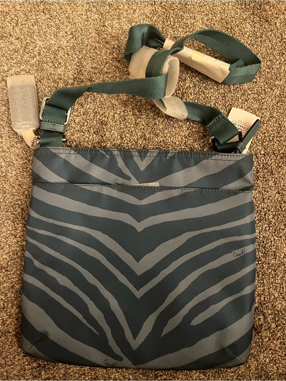 Coach Women’s Zebra-Stripe Messenger Crossbody Bag
